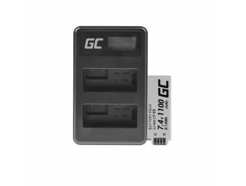 Bateria Green Cell ® e carregador LC-E6 para Canon PowerShot G15 G16 G1X G3X SX40 HS SX40HS SX50 HS SX60 HS 7,4V 1100mAh