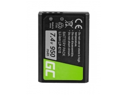 Bateria Green Cell ® LP-E10 LPE10 para Canon EOS 1100D 1200D 1300D Rebel T3 T5 T6 Kiss X50 X70, Full Decoded 950mAh