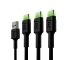 Conjunto 3x Cabo USB-C Tipo C 200cm LED Green Cell Ray, com carregamento rápido Ultra Charge, Quick Charge 3.0