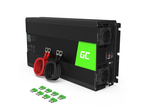 Green Cell® Inversor de tensão Conversor 24V a 230V 1500W / 3000W onda sinusoidal pura