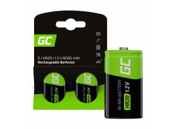 Green Cell Batterie Akku 2x D R20 HR20 Ni-MH 1,2 V 8000 mAh