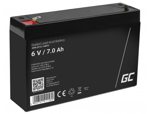 Bateria AGM GEL 6V 7Ah bateria de chumbo Green Cell livre de manutenção para alarme e iluminação