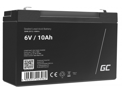Bateria AGM GEL 6V 10Ah bateria de chumbo Green Cell livre de manutenção para carros e veículos elétricos
