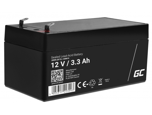 Bateria AGM GEL 12V 3,3Ah bateria de chumbo Green Cell livre de manutenção para caixas registradoras e contadores