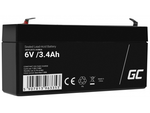 Bateria AGM GEL 6V 3.4Ah bateria de chumbo Green Cell livre de manutenção para scooters e parquímetro