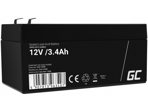 Bateria AGM GEL 12V 3.4Ah bateria de chumbo Green Cell livre de manutenção para caixas registradoras e contadores