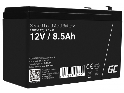 Bateria AGM GEL 12V 8,5Ah bateria de chumbo Green Cell livre de manutenção para UPS e monitoramento