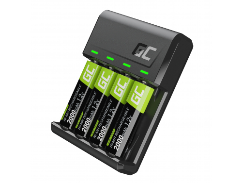 Configure o Green Cell GC VitalCharger e 4 pilhas AA Ni-MH 2000mAh recarregáveis