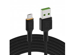 Cabo Micro USB 1,2m LED Green Cell Ray, com carregamento rápido Ultra Charge, Quick Charge 3.0