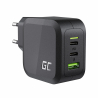 Green Cell Carregador de rede 65W GaN GC PowerGan para Portátil, MacBook, Iphone, Tablet, Nintendo Switch - 2x USB-C, 1x USB-A