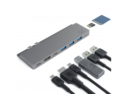 Adaptadora HUB USB-C Green Cell 8em1 Thunderbolt 3 HDMI USB SD microSD para MacBook Pro 13"-15" 2016-2019 MacBook Air 2018/2019