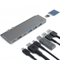 Adaptadora HUB USB-C Green Cell 8em1 Thunderbolt 3 HDMI USB SD microSD para MacBook Pro 13"-15" 2016-2019 MacBook Air 2018/2019