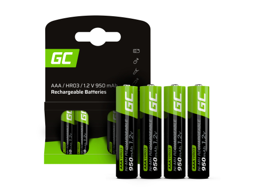 4x Pilhas recarregáveis AAA R3 950mAh Ni-MH Baterias Green Cell