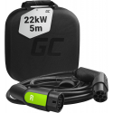 Green Cell Cabo Tipo 2 22kW 32A 5m Trifásico para Tesla Model S/3/X/Y, i3, i4, iX, ID.3, ID.4, EV6, E-Tron, IONIQ 5, EQC, ZOE