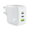 Green Cell Carregador de rede branco 65W GaN GC PowerGan para Portátil MacBook Iphone Tablet Nintendo Switch - 2x USB-C 1x USB-A