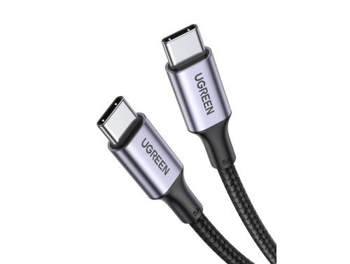 Cabo USB-C para USB-C UGREEN 100W, 300 cm, Carregamento Rápido QC3.0, PD, Qualidade de Construção Superior, Cor Preto-Prateado