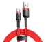 Cabo USB para USB-C Baseus Cafule 2A, Quick Charge 3.0, 200 cm, Transferência de dados 480Mb/s, Trança resistente, Cor vermelha
