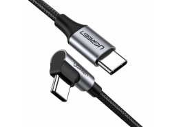 Cabo USB-C para USB-C, angular UGREEN US255,3A, 60W, 0,5m (preto)