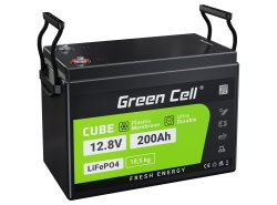 Bateria de fosfato de ferro e lítio LiFePO4 Green Cell 12V 12,8V 200Ah para painéis solares, casas móveis e barcos