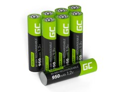 8x Pilhas recarregáveis AAA R3 950mAh Ni-MH Baterias Green Cell