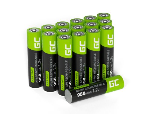 16x Pilhas recarregáveis AAA R3 950mAh Ni-MH Baterias Green Cell