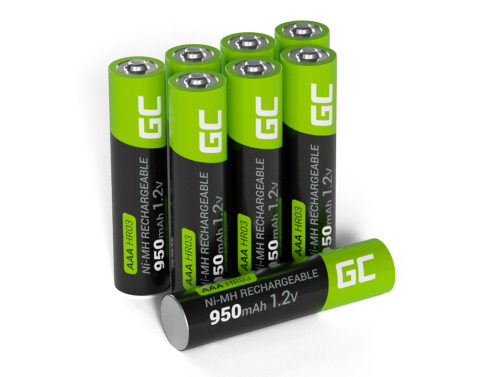 8x Pilhas recarregáveis AAA R3 950mAh Ni-MH Baterias Green Cell