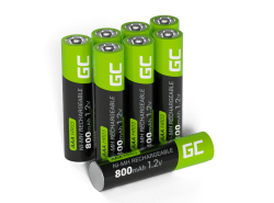 8x Pilhas recarregáveis AAA R3 800mAh Ni-MH Baterias Green Cell