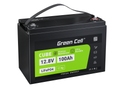 Green Cell® Bateria LiFePO4 100Ah 12.8V 1280Wh de fosfato de ferro de lítio, Sistema fotovoltaico, de caravana