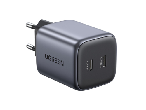 Carregador de Parede UGREEN 45W GaN, 2 x USB-C, Carregamento Rápido QC 4.0, PD 3.0, Leve e Compacto, Alta Eficiência