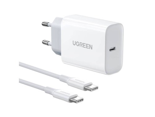 Carregador UGREEN 30W com Cabo USB-C, Carregamento Rápido, Compatível com Samsung, Xiaomi, iPad e MacBook, Leve e Compacto