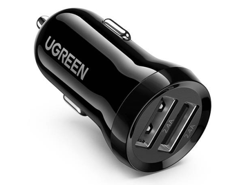 Carregador de carro UGREEN 24W, 2x USB-A para o isqueiro, compacto e leve, carregamento rápido