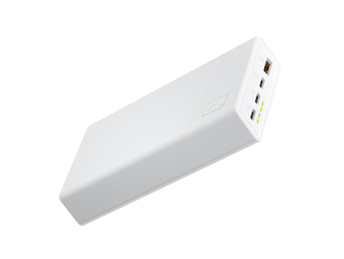 Green Cell PowerPlay20s Powerbank branco 20000mAh 22.5W PD USB C com carregamento rápido para iPhone 15 14 13 12 11 X