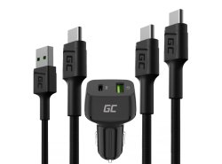 Kit de carregamento rápido para telemóveis – Carregador USB-C USB-A de 48W + 2 cabos USB-C de 30 cm