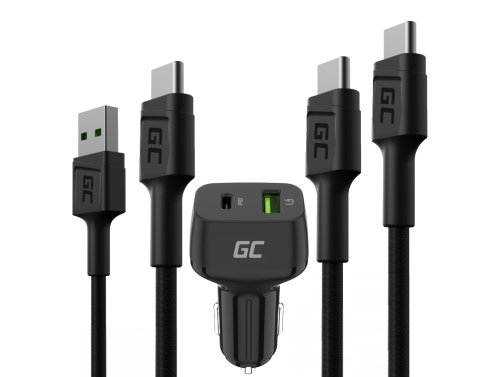 Kit de carregamento rápido para telemóveis – Carregador USB-C USB-A de 48W + 2 cabos USB-C de 30 cm
