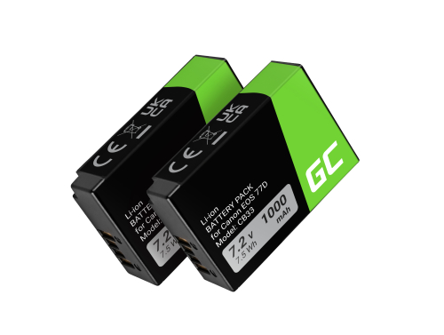 2x Bateria Green Cell ® LP-E17 para Canon EOS 77D 750D 760D 8000D Rebel T6i T6s Kiss X8i Half-Decoded 1000mAh 7.2V