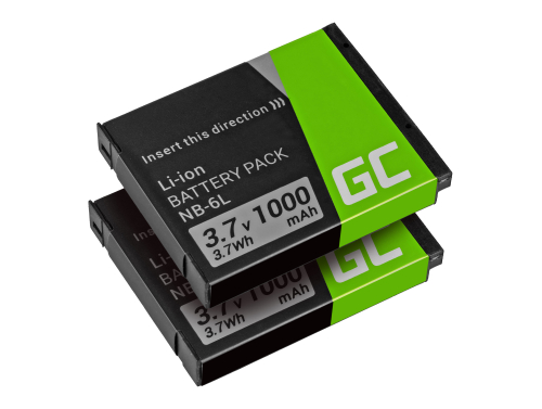 2x Bateria Green Cell ® NB-6L para Canon PowerShot ELPH 500HS SX 240HS 260HS 270HS 280HS 510HS 520HS 530HS 1000mAh 3,7V