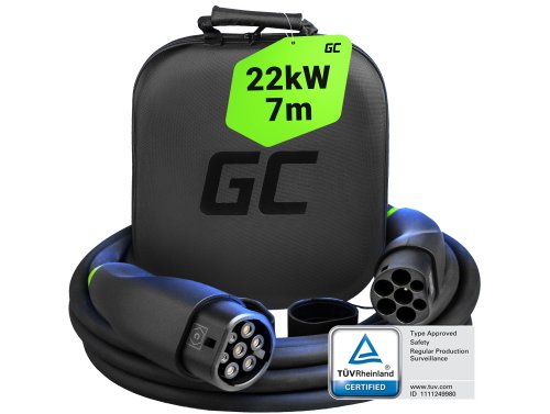 Green Cell Snap Cabo de Carga Tipo 2 EV 22kW 7m para Tesla Model 3 S X Y, Kia EV6, Hyundai IONIQ 5, BMW i3, Ford Mach-E