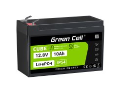 Green Cell CUBE LiFePO4 Bateria 10Ah 12.8V 128Wh de fosfato de ferro de lítio para UPS, Energia de emergência, Scooter, Quad