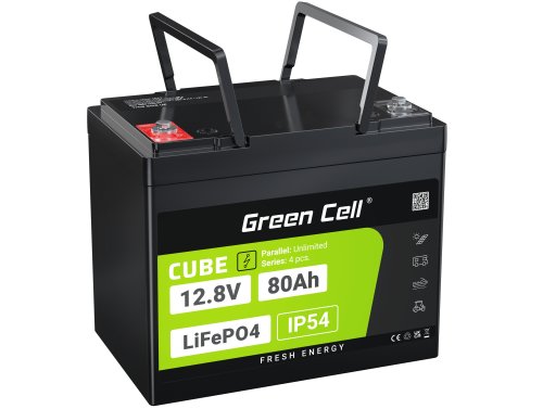 Green Cell CUBE LiFePO4 Bateria 80Ah 12.8V 1024Wh de fosfato de ferro de lítio para Sistema Fotovoltaico, Camping, Marina Barco