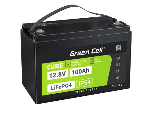 Green Cell CUBE LiFePO4 Bateria 100Ah 12.8V 1280Wh de fosfato de ferro de lítio para Fotovoltaicos, Caravanas, Autocaravanas