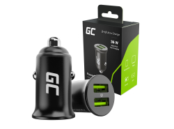 Carregador de carro Green Cell PowerRide Nano36 36W 6A 2x USB-A com carregamento rápido Ultra Charge, para 12V e 24V