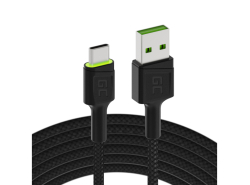 Green Cell Carregador de carro USB Power Ride Nano36, 2x USB-A, 36W Ultra Charge + 2x LED Cabo USB-C de 120cm