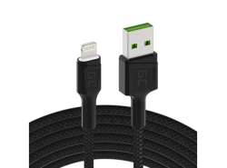 Green Cell Carregador de carro USB Power Ride Nano36, 2x USB-A, 36W Ultra Charge + LED Cabo Lightning de 120cm