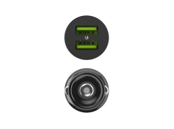 Green Cell Carregador de carro USB Power Ride Nano36, 2x USB-A, 36W Ultra Charge + LED Cabo Lightning de 120cm