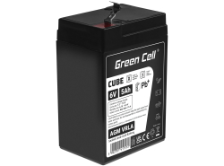 Green Cell CUBE AGM IP54 6V 5Ah Bateria de chumbo livre de manutenção para carros e brinquedos