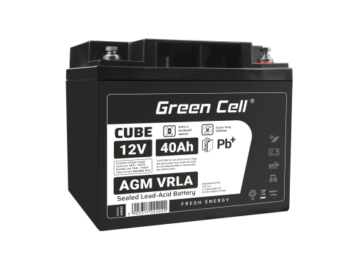 Green Cell CUBE AGM IP54 12V 40Ah Bateria chumbo livre de manutenção para bicicleta e trator