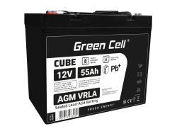 Green Cell CUBE AGM IP54 12V 55Ah Bateria de chumbo livre de manutenção para barcos e botes