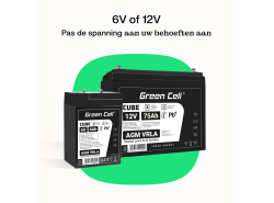 Green Cell CUBE AGM IP54 12V 75Ah Bateria de chumbo livre de manutenção para motor elétrico e autocaravana