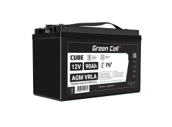 Green Cell CUBE AGM IP54 12V 90Ah Bateria de chumbo livre de manutenção para autocaravanas e fotovoltaicos