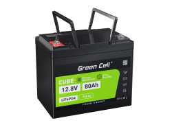 Bateria Lítio-ferro-fosfato LiFePO4 Green Cell 12V 12.8V 80Ah para painéis solares, autocaravanas e barcos